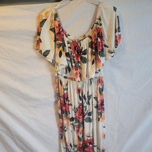 JodiFL White Floral Dress Ruffled